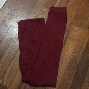 Fleece lined burgundy leggings